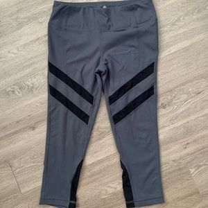 Gray and Black Capris Yoga Pants